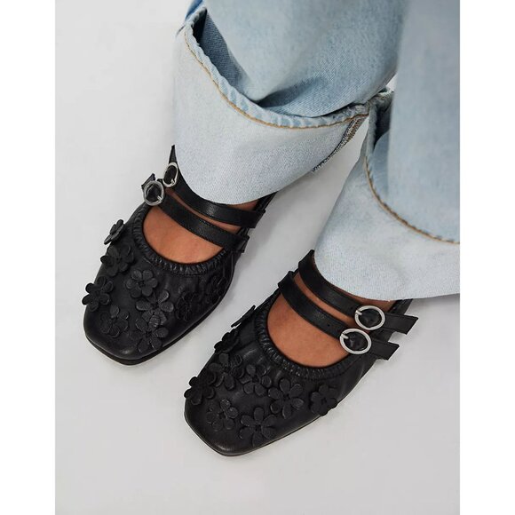 Free People Black Floral Flats - Picture 1 of 12
